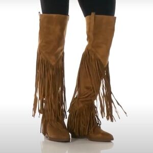 NWT ASH. Gipsy Boho Fringe Suede Leather Knee High Boots Women’s Sz 39